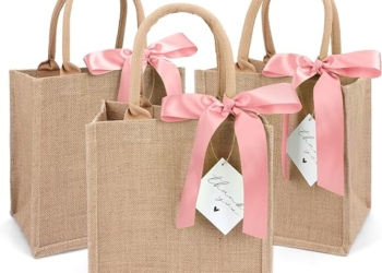 6 Pack Burlap Tote Bags